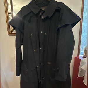 Black Men's Long Coat Jacket - Classic Raincoat Style